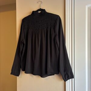 Elan Black Smocked Blouse